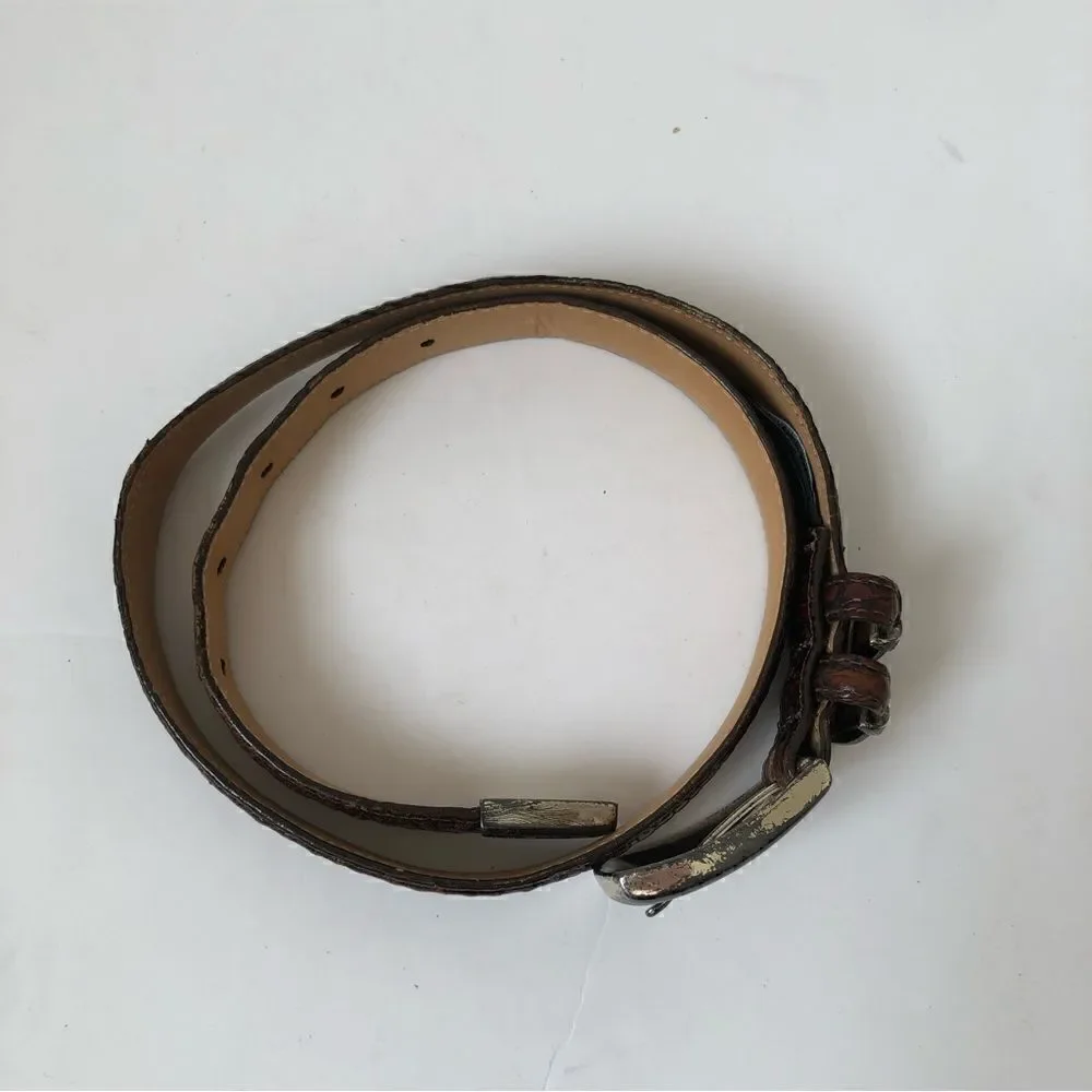 Brighton reptile print leather belt with silver finished buckle